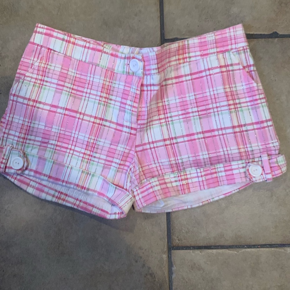Pink hint glitter plad shorts